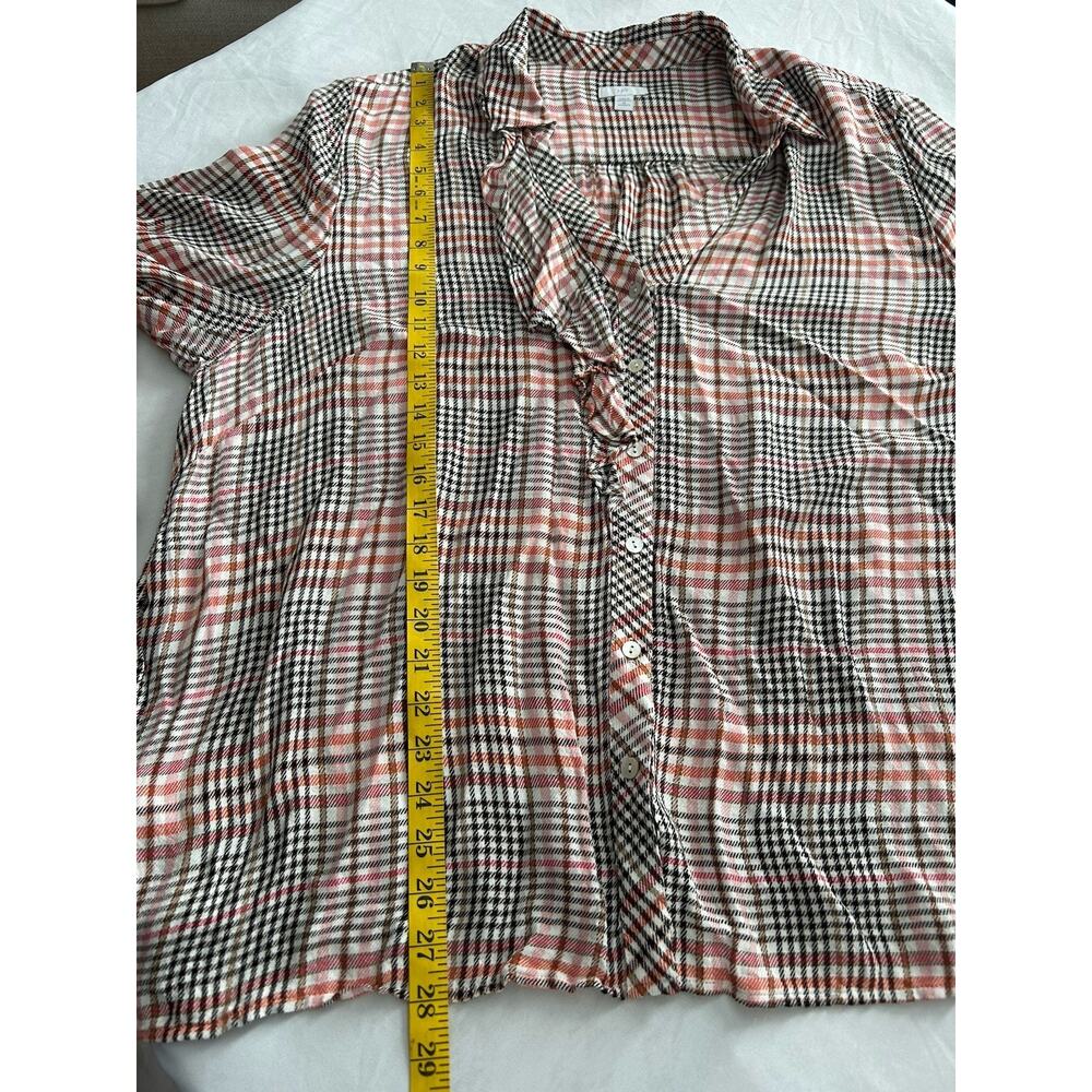 J. Jill Ruffle Plaid Blouse Womens Size 3X Pink Brown Casual Comfort Cowgirl - Picture 9 of 10
